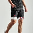 thumbnail image 2 of Pantalones cortos para correr 2 en 1 para hombre con bolsillos para teléfono, toalla con lazo, estampado de anime, pantalones cortos de compresión atléticos ligeros para entrenamiento en gimnasio, 2 of 4