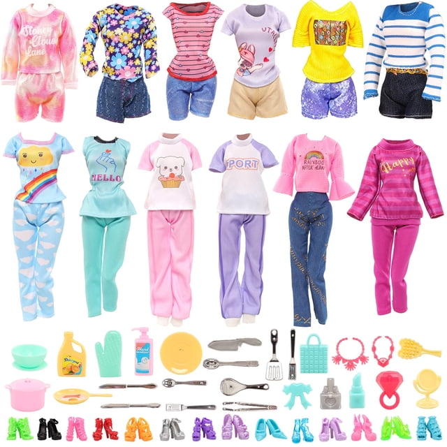 Set de ropa y accesorios para muñecas de 40 piezas para muñecas de 11.5 pulgadas