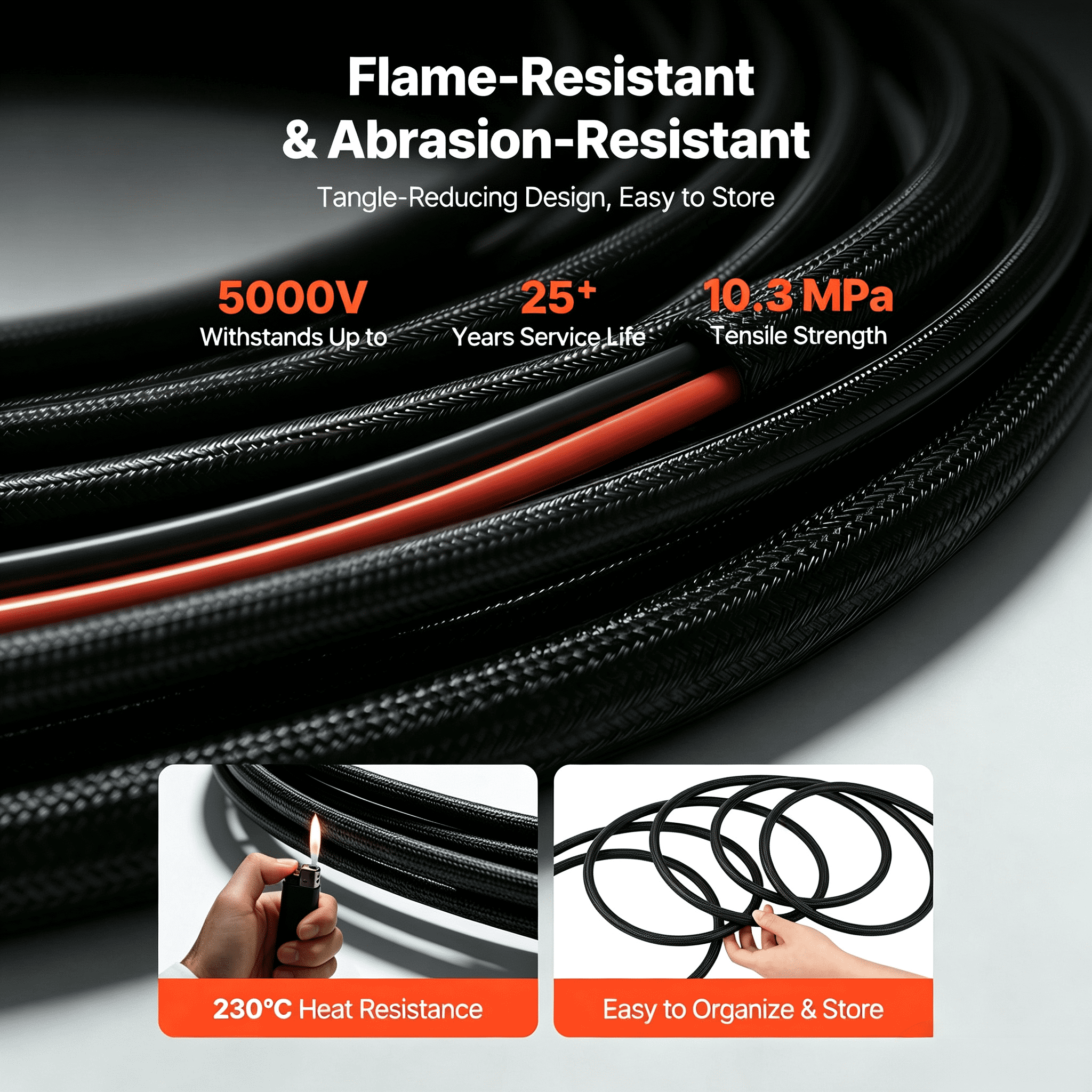 Solar Panel Extension Cable 30FT 10AWG MC4 Connectors TUV Certified IP67 Waterproof for Solar Systems
