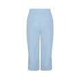 thumbnail image 3 of CBASIHI Womens Cotton Linen Capris with Pockets- Casual Elastic Waist Drawstring Summer Baggy Wide Leg Beach Pants Light Blue Size 2XL, 3 of 7