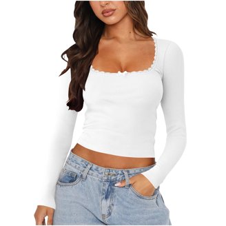 No Boundaries 90s Square Neck Top, Women's XXS-XXL - Walmart.com