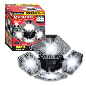 Bell+Howell Quad Burst Garage Lighting LED Ceiling-Mounted Work Light Garage Light Indoor or Outdoor Lighting