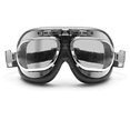 thumbnail image 2 of Gafas estilo aviador vintage para motocicleta, lentes antivaho, estilo años 60, acero cromado (negro, lentes ligeramente ahumadas), 2 of 5