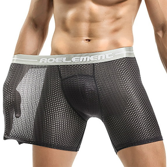 Lanhui AOEL EMENC Ice Silk Anti-wear Leg Anti-wear Open Crotch Long Boxer Shorts