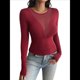thumbnail image 1 of Camisas Ajustadas de Larga de con Cuello en V Profundo para Mujer, Moda Y2K 2025 Vino Tinto L, 1 of 10