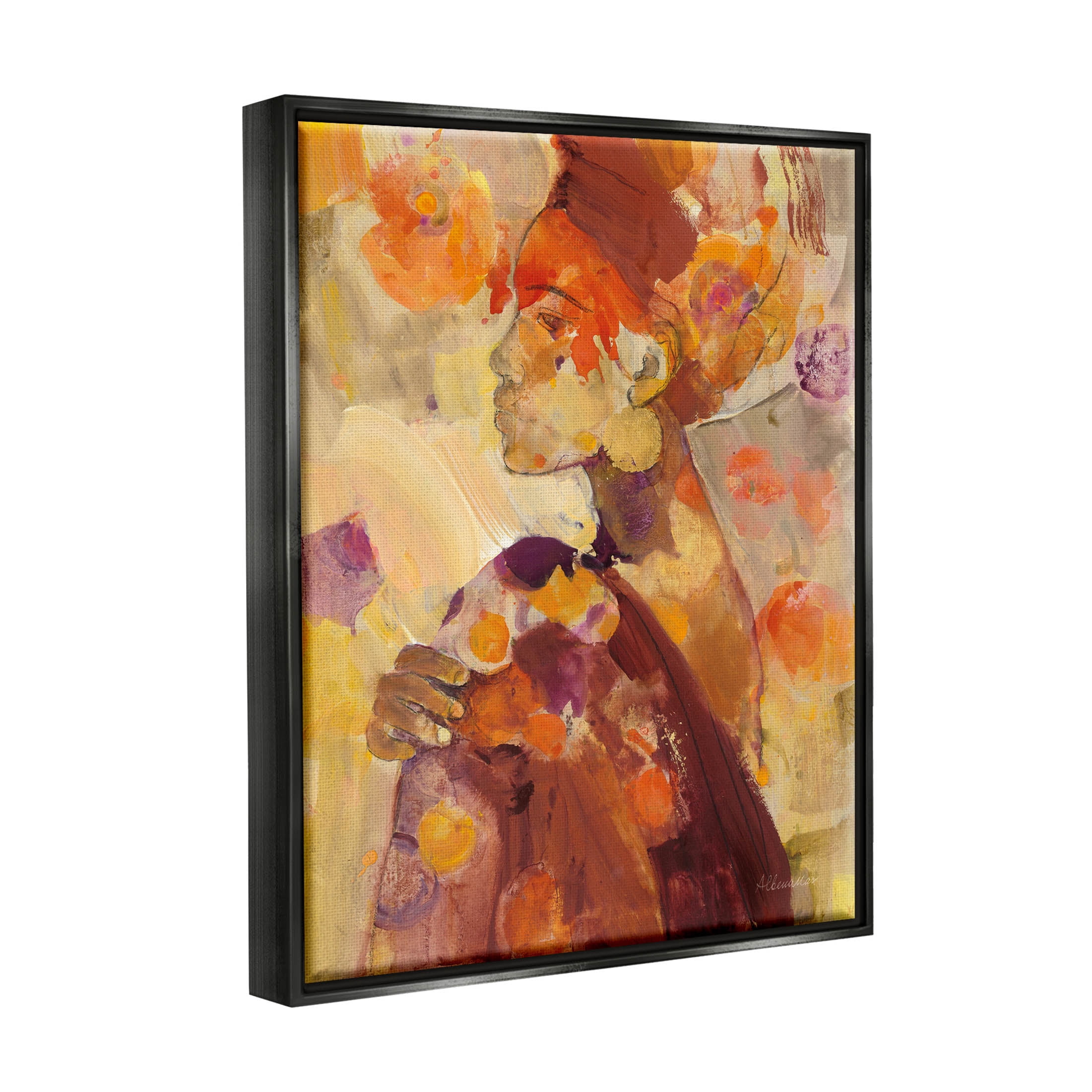 Stupell Industries Celebrate Beauty Modern Composition Painting Jet Black Floating Framed Canvas Print Wall Art, Design by Albena Hristova