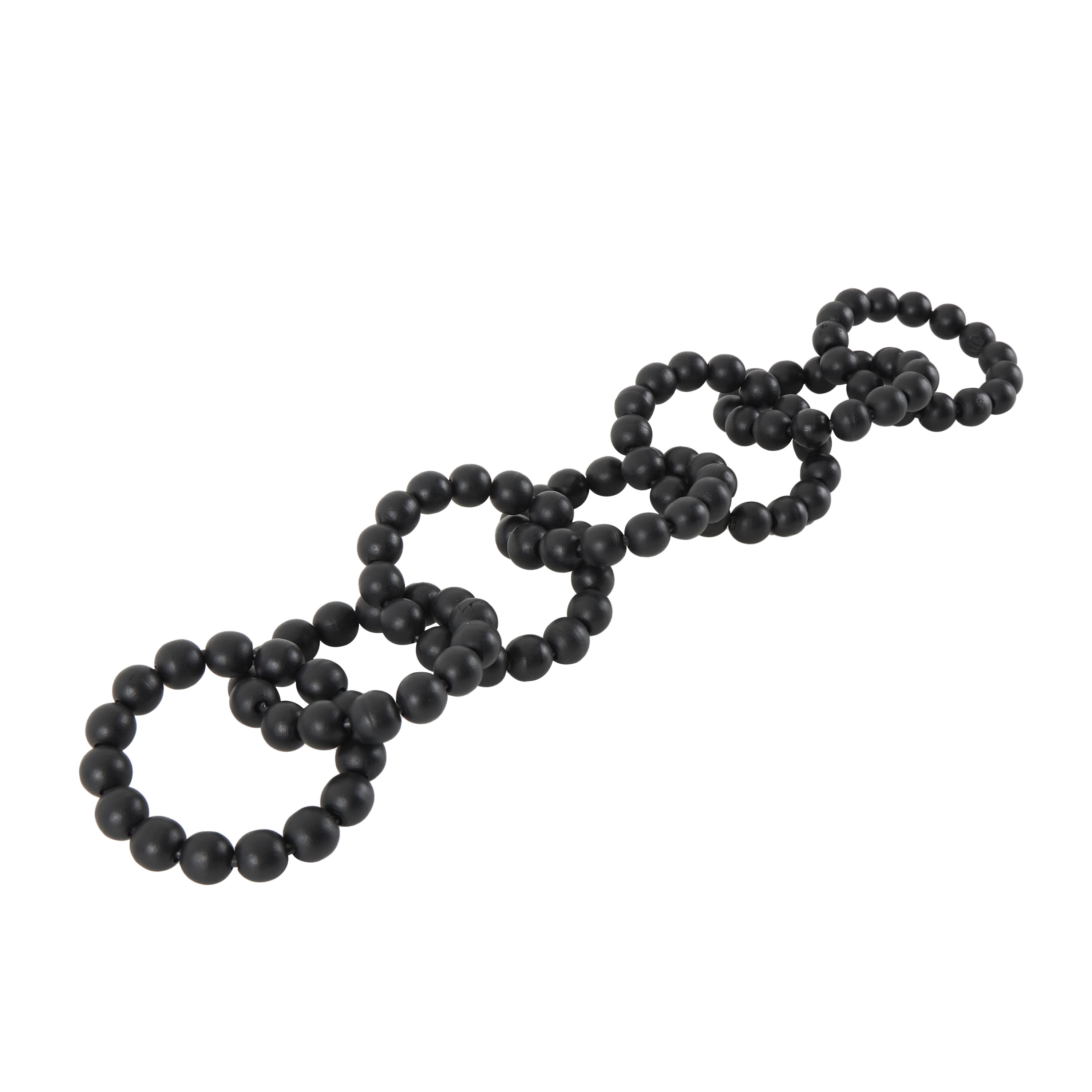 20" x 2" Black Wood Beaded 8 Link Chain Sculpture, by DecMode