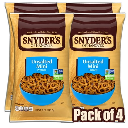 Anderson Pretzel - Snyder's of Hanover Unsalted Mini Pretzels, 12 Oz, 4 Ct