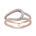 thumbnail image 1 of 0.30 Carat Round Cut Lab Created Moissanite Diamond Bypass Curve Enhancer Guard Ring For Women In 14K Rose Gold Over Sterling Silver (D Color,VVS1 Clarity 0.30 Cttw)-5.5, 1 of 6