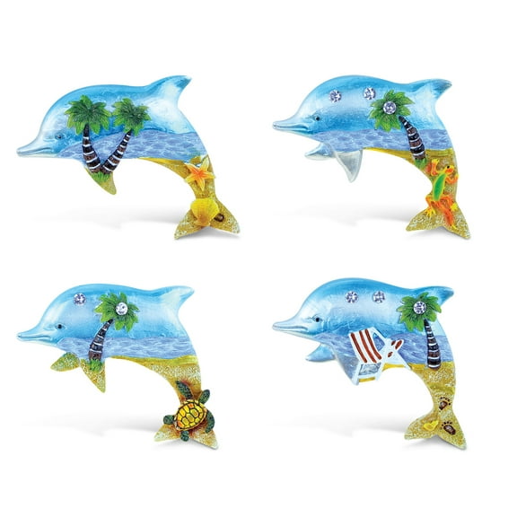 CoTa Global Dolphin Refrigerator Silver Beach Magnets Set of 4 - Multi-Color
