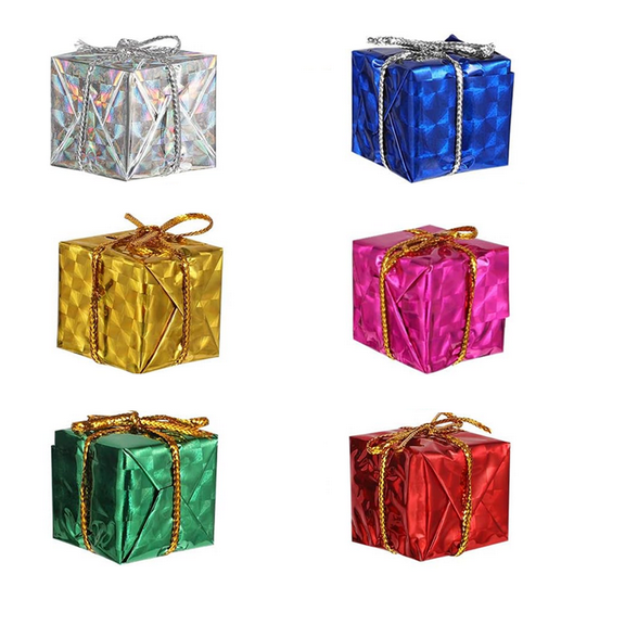 christmas ornaments,Small Gift Boxes Hanging Decorations Ornaments Party Favors,Christmas Shiny Mini Boxes Ornaments