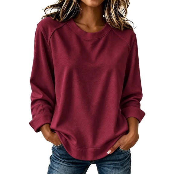 Maplenight Womens Crew Neck Sweatshirt Raglan Long Sleeve Casaul Loose Fit Fall Sweatshirts