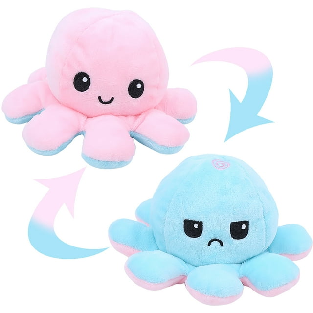 Muñeco de peluche para bebé, muñeco de peluche de pulpo reversible de doble cara, juguetes de peluche de pulpo con funcionalidad inteligente