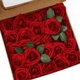 thumbnail image 1 of Red Roses Artificial Flowers, Dark Red Fake Roses Real Looking Foam Rose Bulk, 1 of 3