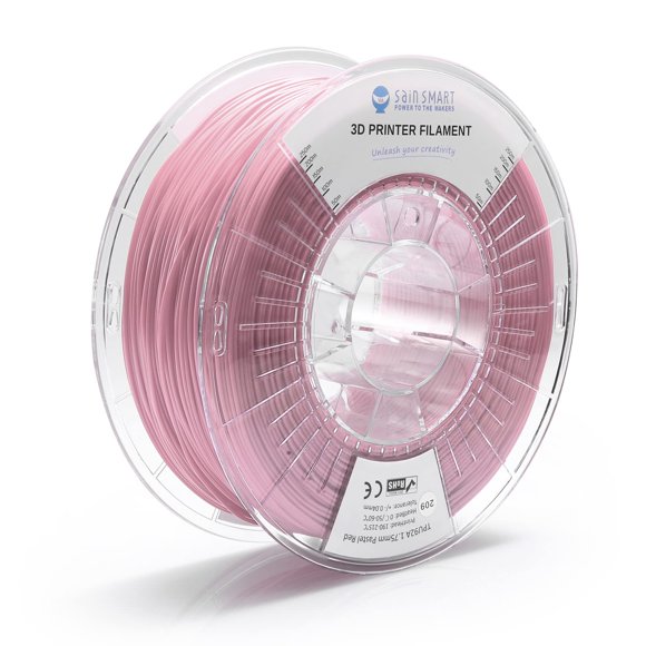 Filamento SainSmart TPU para impresora 3D, 1,75 mm, 92 A, 1 kg, bobina de color rosa suave