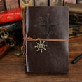 thumbnail image 3 of Retro Leather Cover Refillable Blank Line Spiral Notebook Corsair Pendants Nautical Journal Planner Diary Loose-leaf Sketchbook Scrapbook Pocket Notepad with Random Accessories - Small (Coffee), 3 of 6