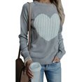 thumbnail image 1 of GHSDFBB Chandail à Manches Longues Col Rond Tricoté avec Cœur pour Femmes Juniors, Hauts d'Hiver, 1 of 6
