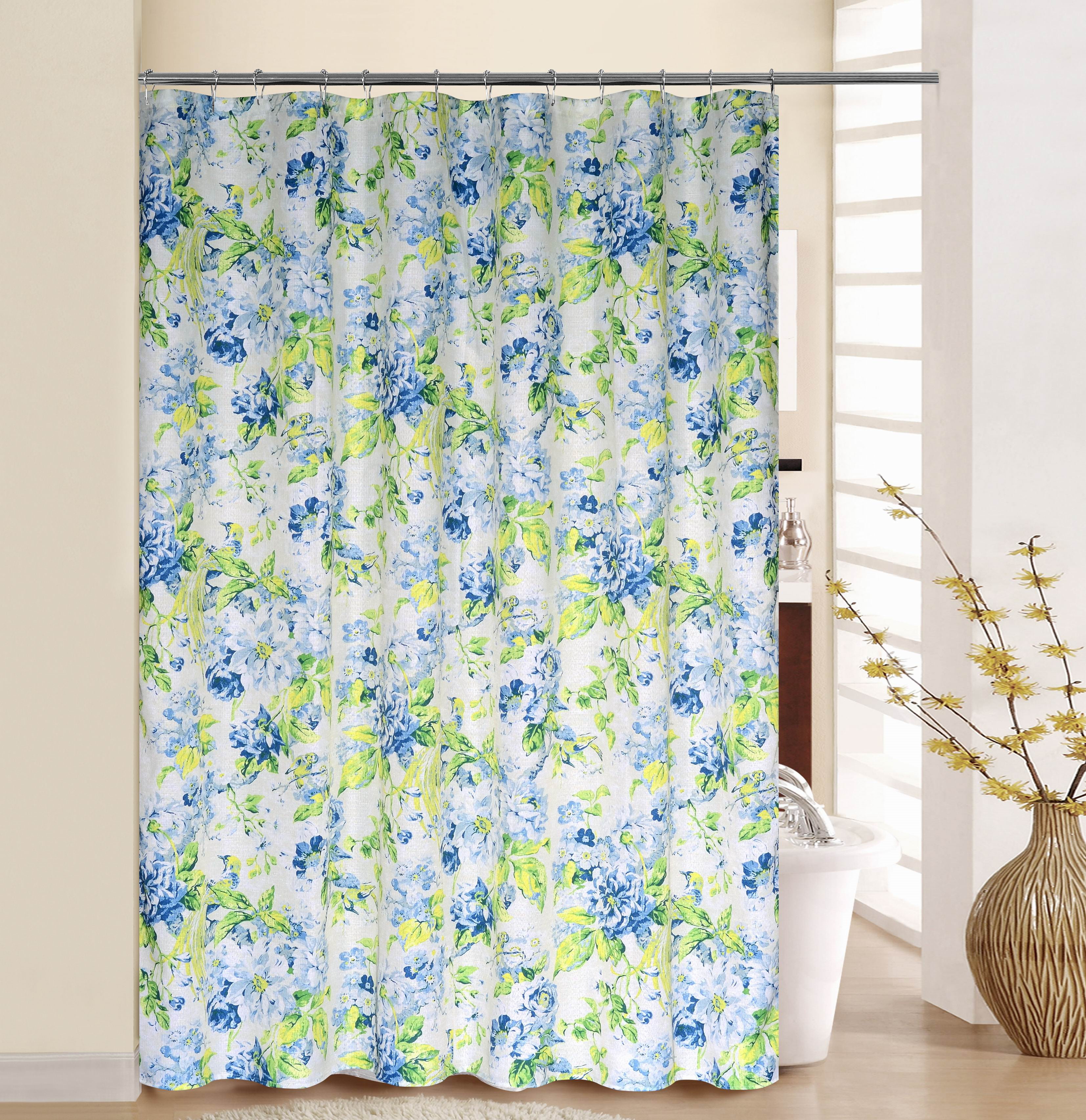 WAVERLY FLORAL ENGAGEMENT SHOWER CURTAIN WITH RINGS