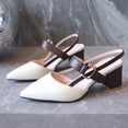thumbnail image 3 of GERsome Women's Block Heels Pointy Closed Toe Summer Slip On Comfort Slingback Dress Shoes for Work Wedding Party, Beige Size 8.5, 3 of 9