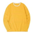 thumbnail image 6 of Men's Long Sleeve Striped T-Shirts Crew Neck Jersey Knit Top Classic Horizontal Stripe Regular Fit Pullover Soft Stretch Breathable Tee Casual Daily Wear Pajama, 6 of 6