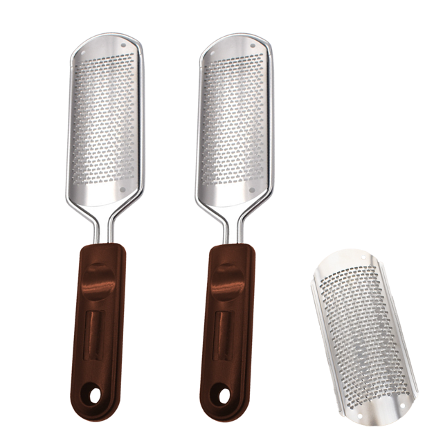 2 Metal Foot Rasps (Foot File) + FREE 1 Replacement Blade for Feet Scrubber Hard Skin Remove Stainless Steel for Wet and Dry Feet