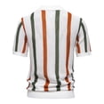 thumbnail image 3 of YLSDY Men's Vertical Striped Knit Golf Shirt V-Neck Casual Short Sleeve Summer Top White L, 3 of 7