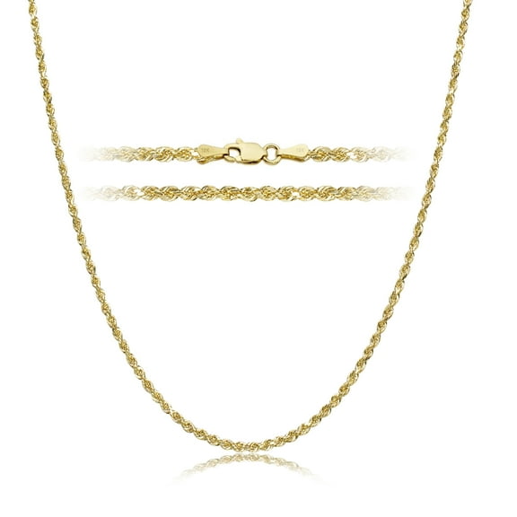 Pori Jewelers 14K Yellow Gold 1.5mm Rope Chain, Rope Chain Necklace Unisex Sizes