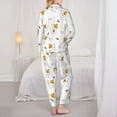 thumbnail image 3 of Pajama Sets for Women 2 Pcs, Cartoon Cute Hamster Love Button Down Long Sleeve Sleepwear Lounge PJ Sets, 3 of 6