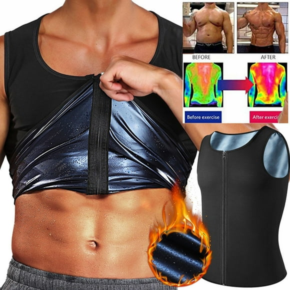 Chaleco de para el sudor para hombre, chaleco para el sudor, camiseta sin mangas con cremallera frontal, entrenador de cintura, ropa 2XL Hugo Chaleco de sauna de fitness