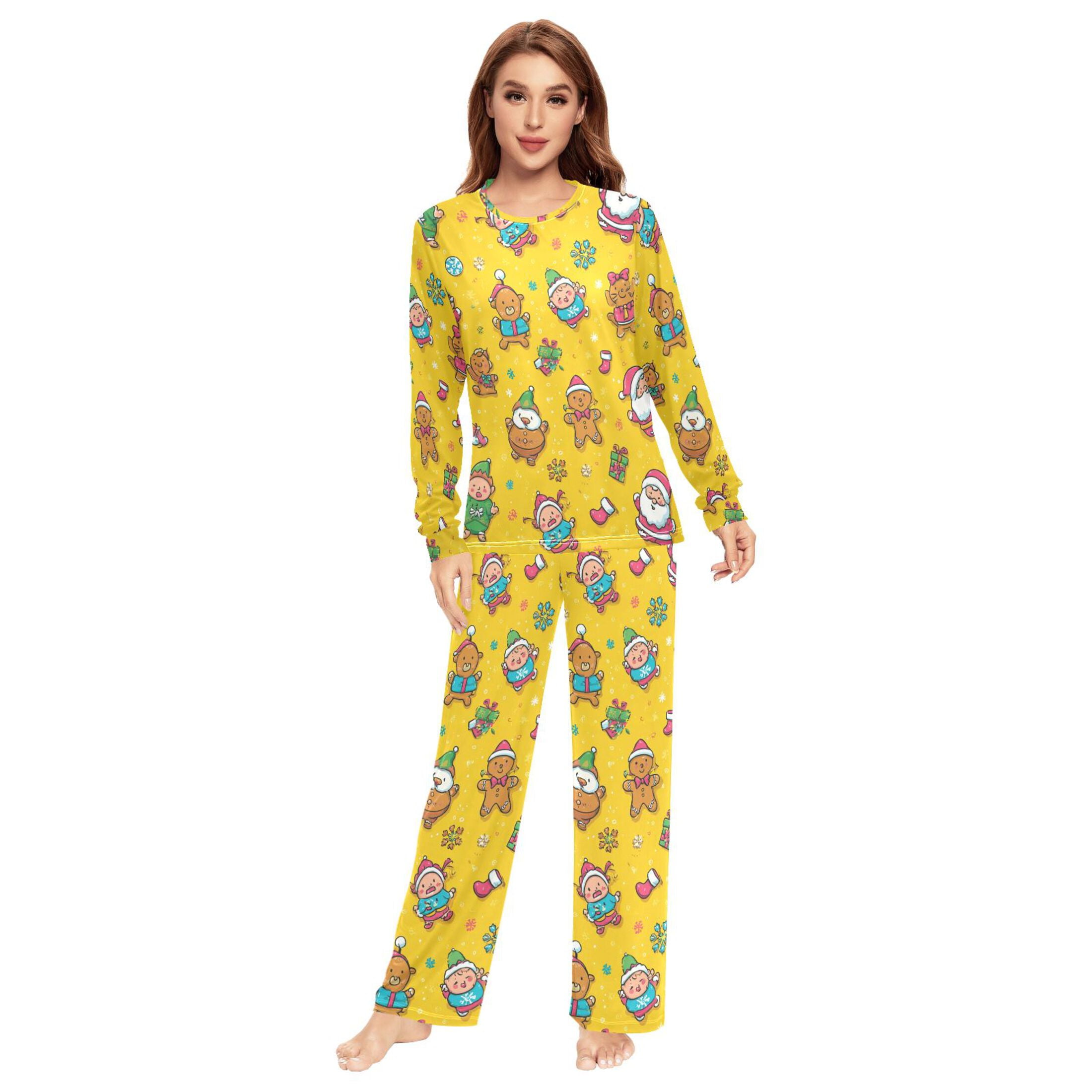 Matching Pajamas for Couples Santa Claus Elves and Gingerbread Men His and Hers Pajamas Sets Soft Long Sleeve Sleepwea