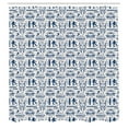 thumbnail image 3 of Ambesonne Ski Pattern Shower Curtain, Snowboard Club Ornament, 69"Wx84"L, Eggshell and Dark Sky Blue, 3 of 5