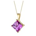 thumbnail image 2 of Paris Jewelry 18K Yellow Gold 4ct Pink sapphire Square 18 Inch Necklace and Earrings Set Plated, 2 of 5