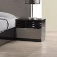 thumbnail image 4 of 5 Pc Modern Bedroom Set, California King LED Bed, Nightstand Dresser Mirror & Chest, Lacquer Finish, Black/Gray, 4 of 10