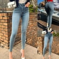 thumbnail image 2 of Plus Size Jeans for Women Slim High Waist Gradient Long Denim Regular Pants, 2 of 7