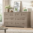 thumbnail image 3 of Gray Dresser with 8 Drawers 55" Farmhouse Chest of Drawers with Thickened Panel & Wide Tabletop, Combo Dresser Storage Cabinet for Living Room, 3 of 8