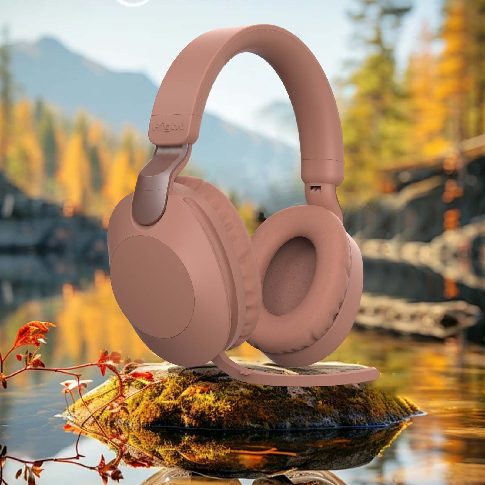 Wireless Headphones Bluetooth On-Ear Headset with Microphone and up to 50 Hours Battery Life with Quick Charging,Red