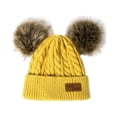 thumbnail image 1 of EeaseMX Gorro de punto con pompón doble para niños y niñas, cálido, de ganchillo, para otoño e invierno (amarillo), 1 of 7