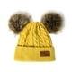 thumbnail image 1 of EeaseMX Gorro de punto con pompón doble para niños y niñas, cálido, de ganchillo, para otoño e invierno (amarillo), 1 of 7