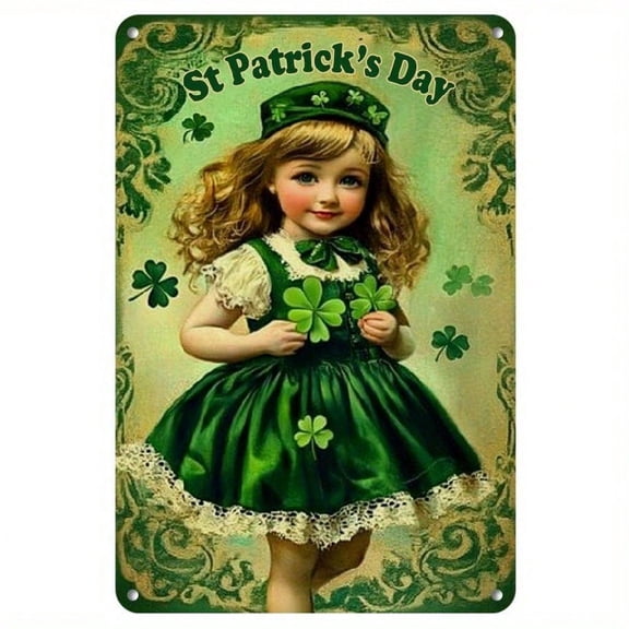 HELLOYOUNG Retro Vintage St. Patrick's Day Tin Sign 8x12 Inch, Irish Shamrock Metal Wall Art Decor for Home Bar Cafe
