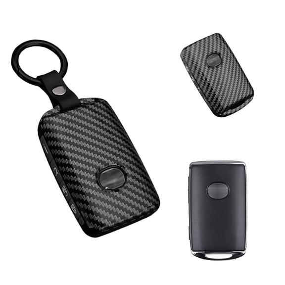Xotic Tech Glossy Black Carbon Fiber Pattern ABS Key Fob Shell Cover Case w/ Black Button Cover, Compatible with Mazda 3 CX-5, CX-30, CX-12 4-Button Smart Keyless Entry Key