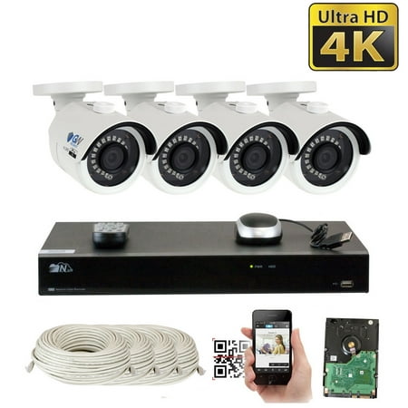 GW 8 Channel H.265 PoE NVR UltraHD 4K (3840x2160) Security Camera System with 2 x 4K (8MP) 2160p IP Camera, 100ft Night Vision, Outdoor Indoor Surveillance (Best Poe Outdoor Security Camera)