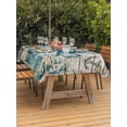 thumbnail image 4 of Rectangle Outdoor Tablecloth With Umbrella Hole And Zipper– Retro Coastal Waterproof Patio Table Cover for Party, Picnic, Backyard, 54"x80" , Wood Texture Octopus Starfish Shell Teal, 4 of 8