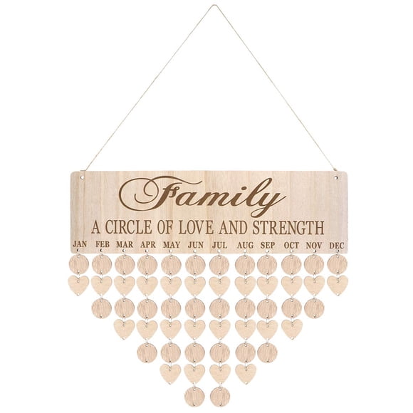 Calendrier de Noël Mural: Plaque d'Anniversaire Familiale avec Étiquettes, Tableau de Rappel en Bois de Noël, Décoration Murale