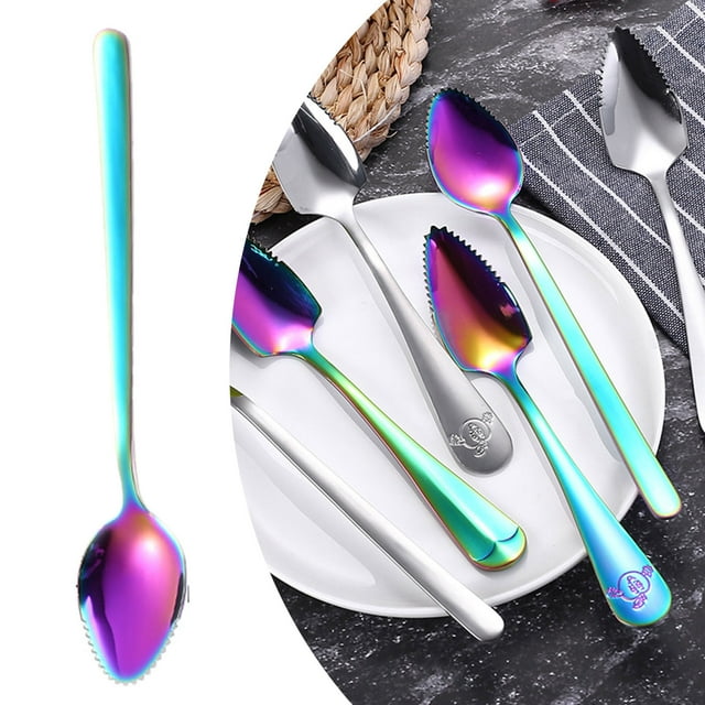 Cuillère à Fruits en Acier Inoxydable Dentelé Outil de Purée de Fruits pour Bébé Chemin de Table Rond Petit Tapis de Table Circulaire Ensemble de Chemins de Table pour Cuisine Extérieure