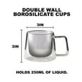 thumbnail image 6 of Double Walled Glass Coffee Drink Mug with Handle - Set of 2 - 8.5oz, 6 of 6