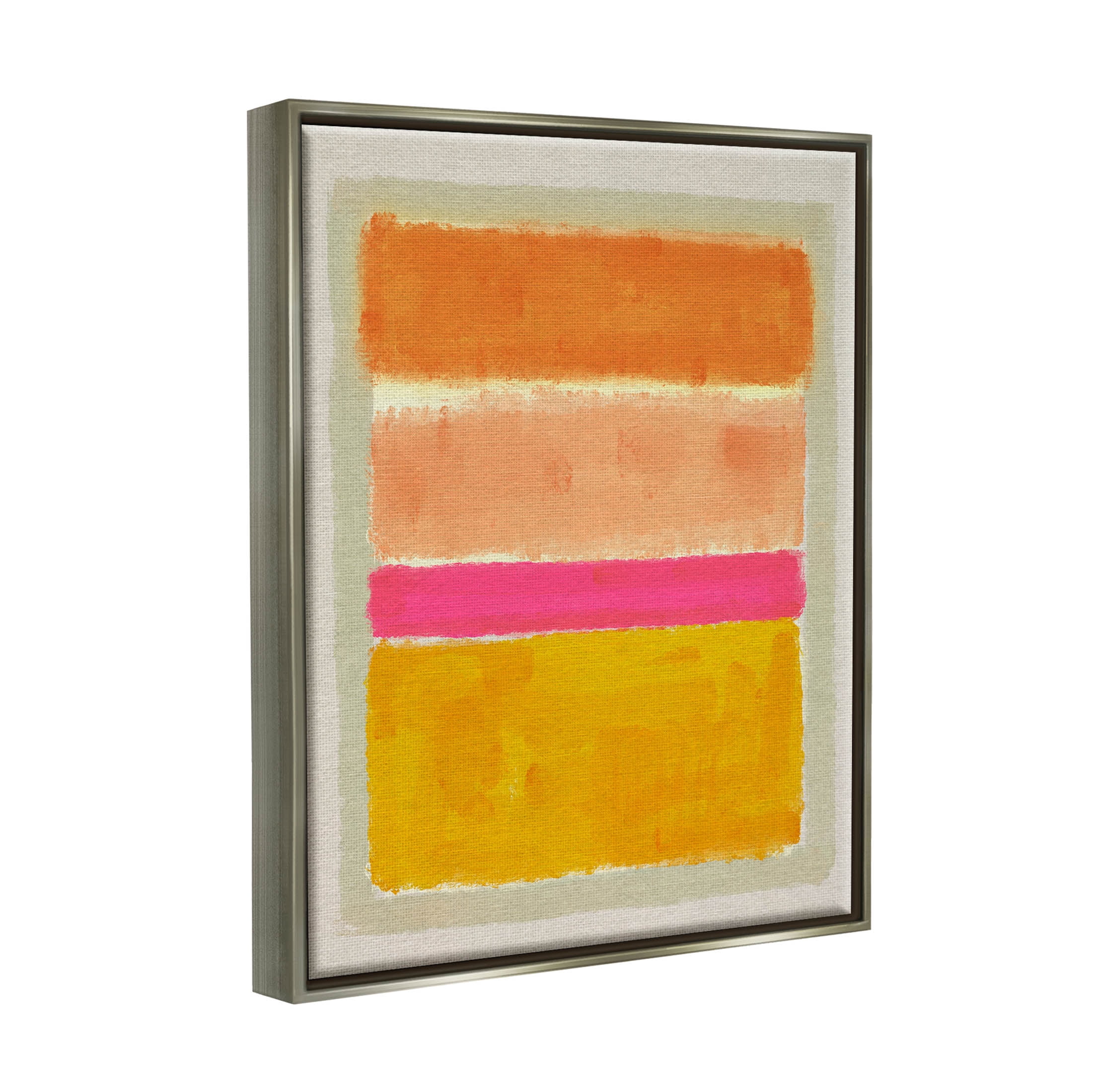 Stupell Industries Abstract Blocked Square Forms Painting Luster Gray Floating Framed Canvas Print Wall Art, Design by Victoria Barnes