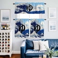 thumbnail image 2 of Ocean Waves Kitchen Curtains Valances and Tiers Set of 3 Japanese Mountain Peaks Waves Letter Sky Tier Curtains and Valance with Rod Pocket for Small Windows, 27.5"x24", 2 of 9