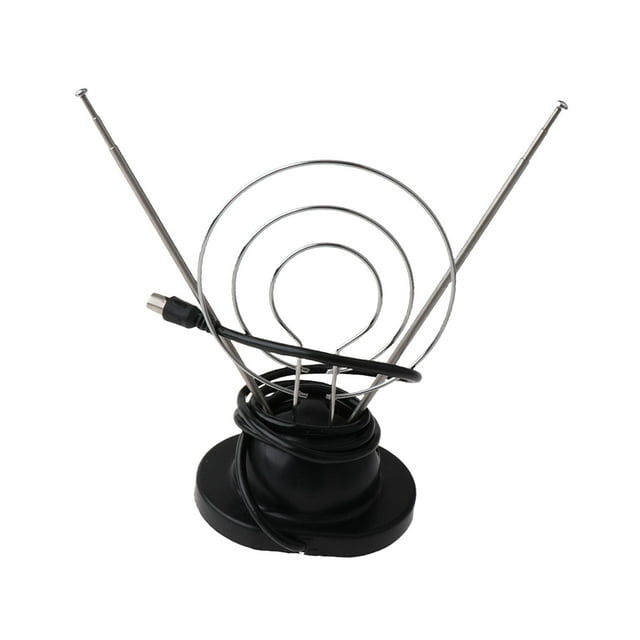 Antena de TV para interiores con forma de oreja de conejo, universal, portátil, fácil de usar, compacta para canales locales, resistente, ligera, VHF, Cable de 1 metro