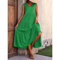thumbnail image 6 of Women Solid Color Casual Midi Dress Green XL, 6 of 7