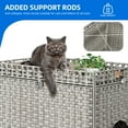 thumbnail image 3 of Uforic Cat Litter Box Furniture, Litter Box Enclosure Rattan Cat House with Mats, Gray, 3 of 9